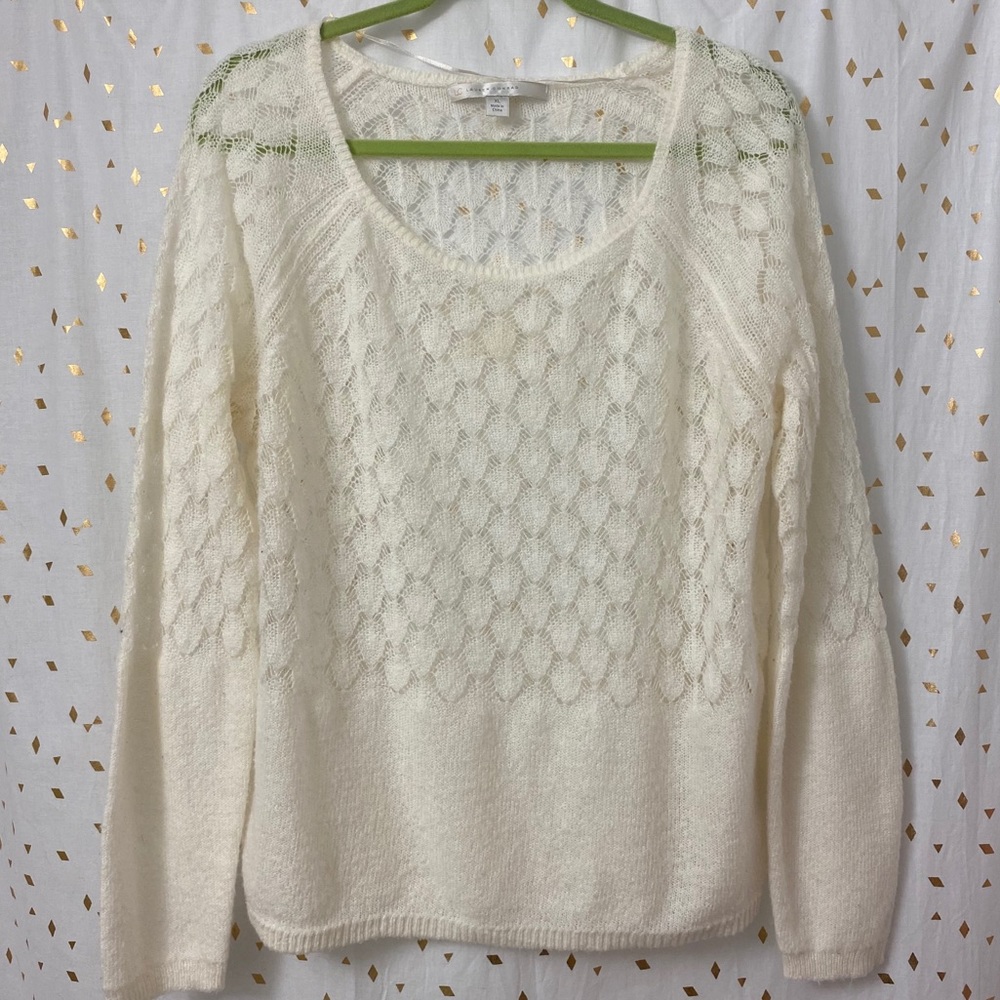Lauren Conrad Cream Pointelle Knit Sweater